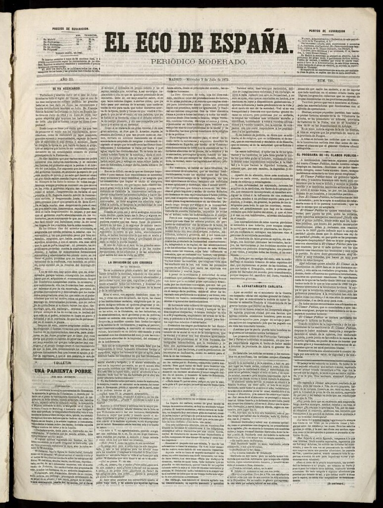 Miniatura de El Eco de España del 3 de julio de 1872