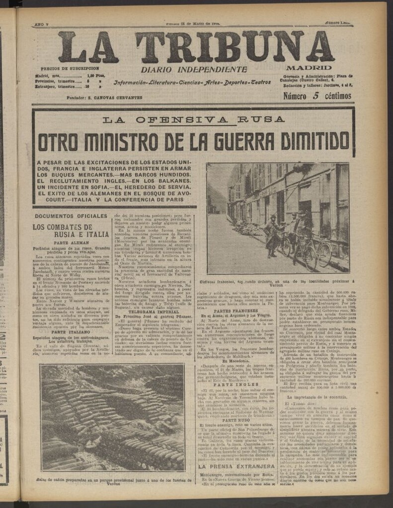 Miniatura de La Tribuna: diario independiente del 24 de marzo de 1916