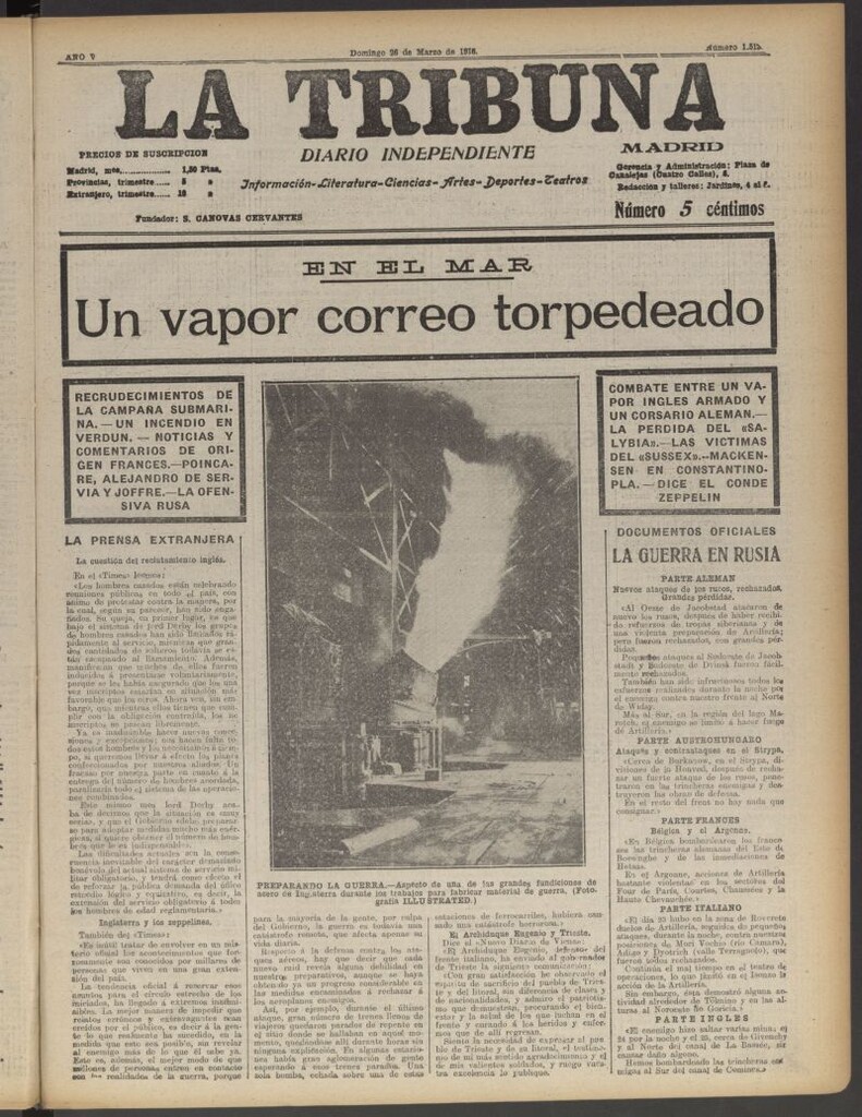 Miniatura de La Tribuna: diario independiente del 26 de marzo de 1916