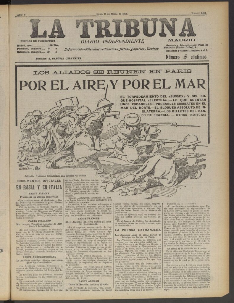 Miniatura de La Tribuna: diario independiente del 27 de marzo de 1916