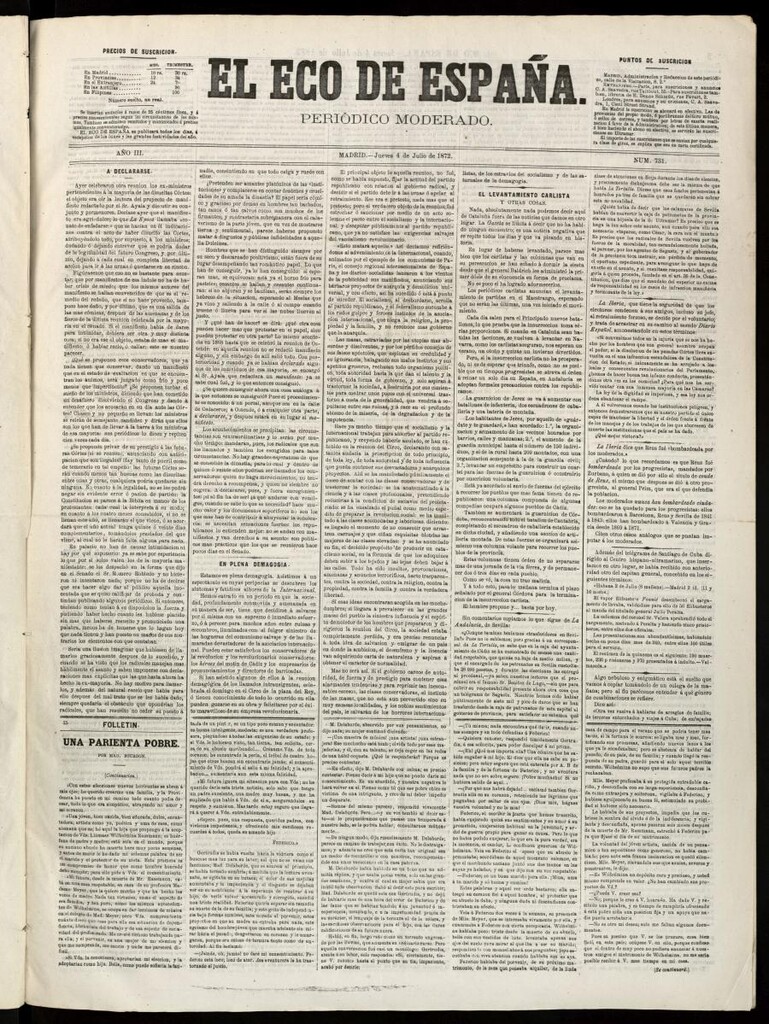 Miniatura de El Eco de España del 4 de julio de 1872