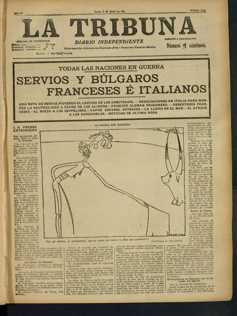 Miniatura de La Tribuna: diario independiente del 5 de abril de 1915
