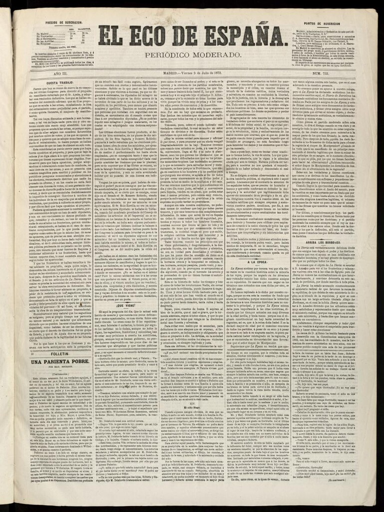 Miniatura de El Eco de España del 5 de julio de 1872