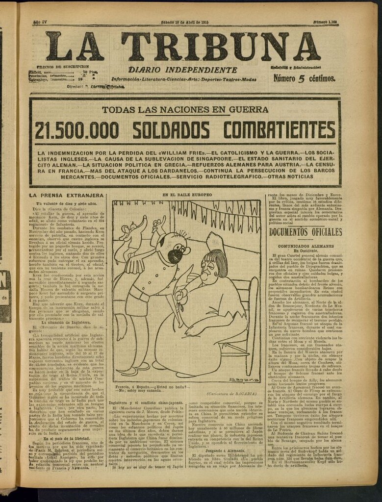 Miniatura de La Tribuna: diario independiente del 10 de abril de 1915