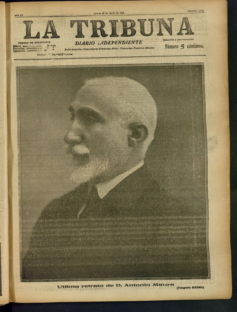 Miniatura de La Tribuna: diario independiente del 22 de abril de 1915