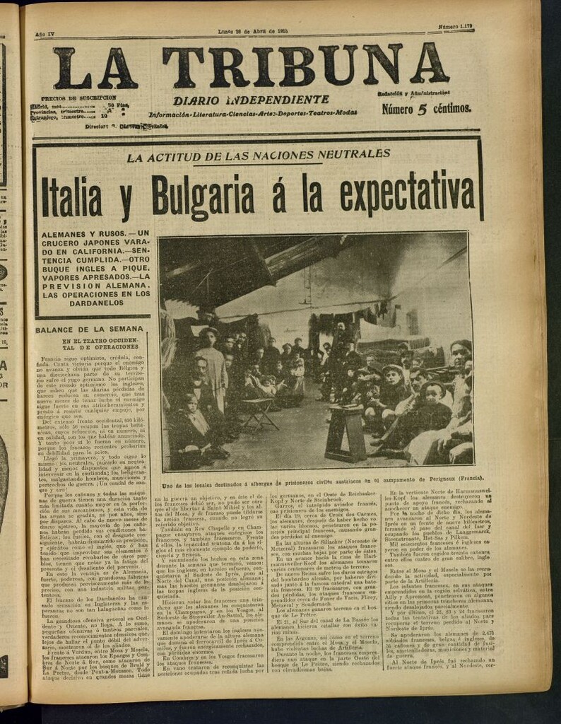 Miniatura de La Tribuna: diario independiente del 26 de abril de 1915