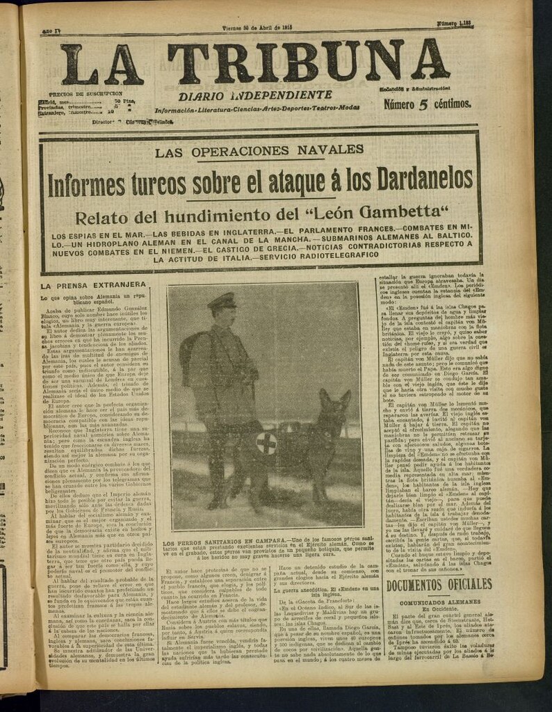 Miniatura de La Tribuna: diario independiente del 30 de abril de 1915