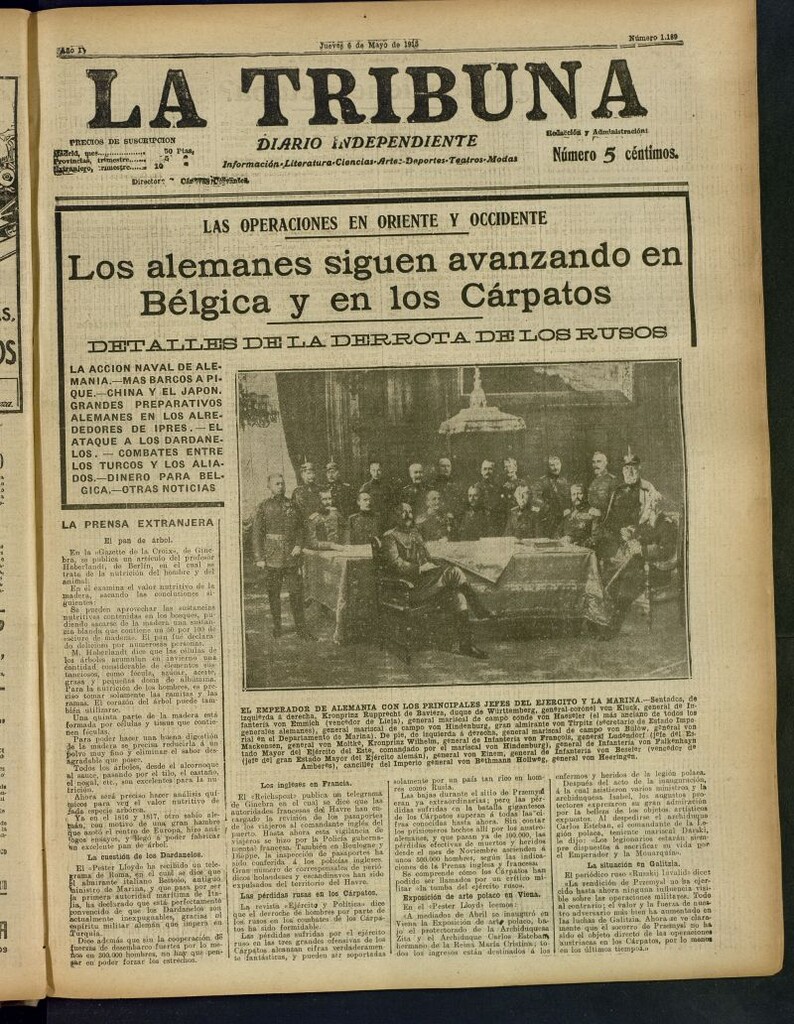 Miniatura de La Tribuna: diario independiente del 6 de mayo de 1915