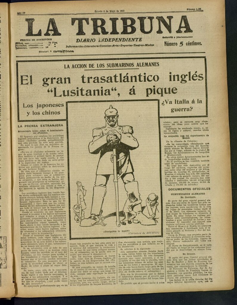 Miniatura de La Tribuna: diario independiente del 8 de mayo de 1915