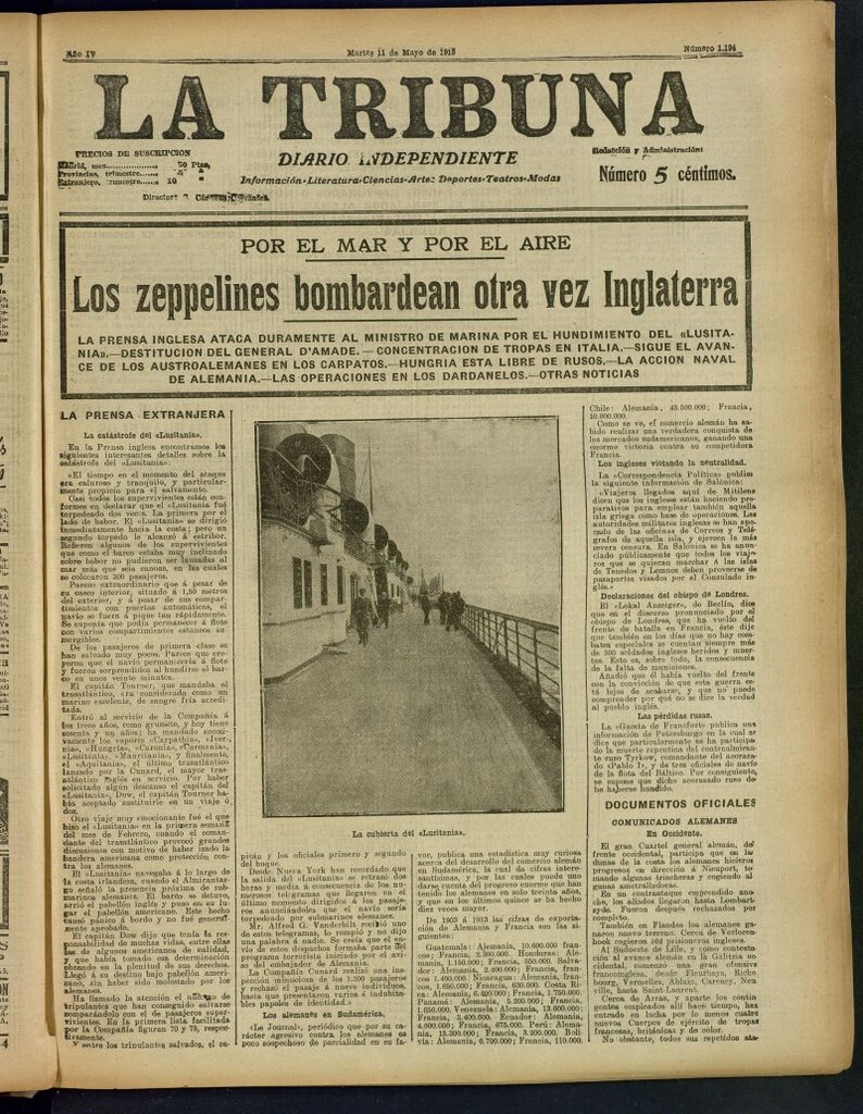 Miniatura de La Tribuna: diario independiente del 11 de mayo de 1915