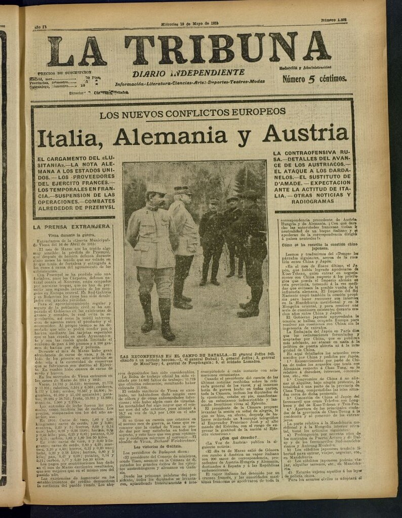 Miniatura de La Tribuna: diario independiente del 19 de mayo de 1915
