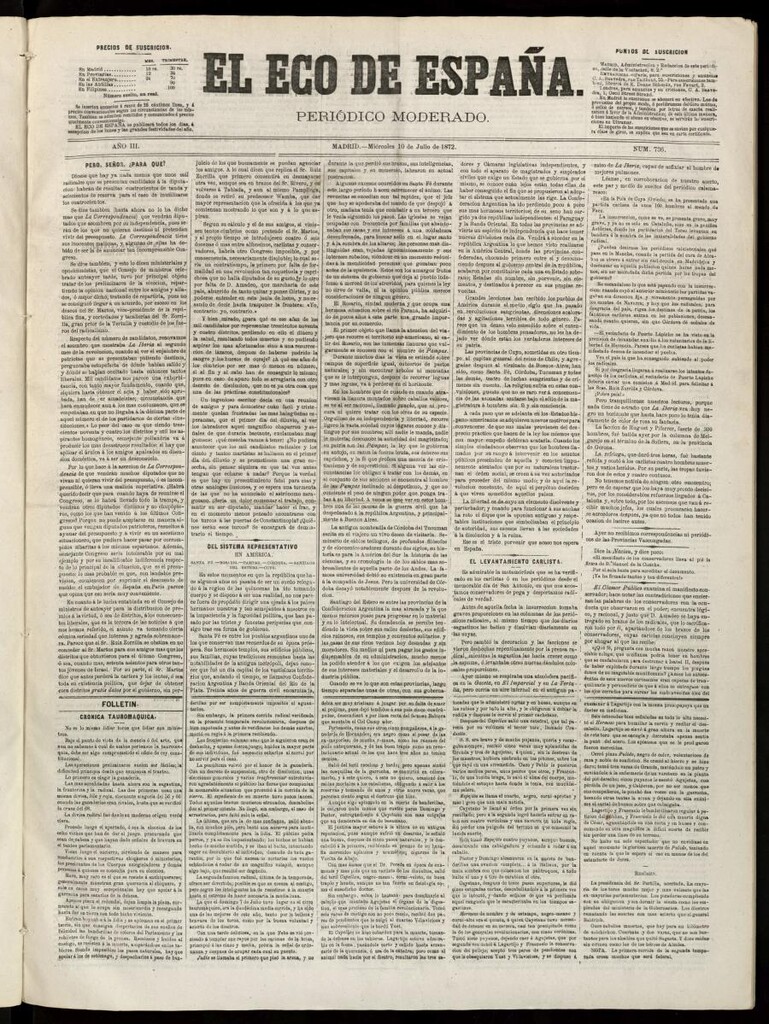 Miniatura de El Eco de España del 10 de julio de 1872