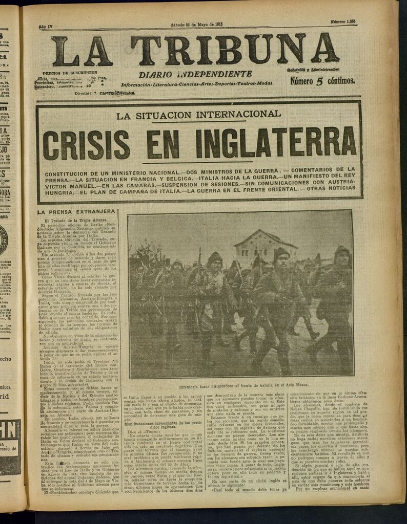 Miniatura de La Tribuna: diario independiente del 22 de mayo de 1915