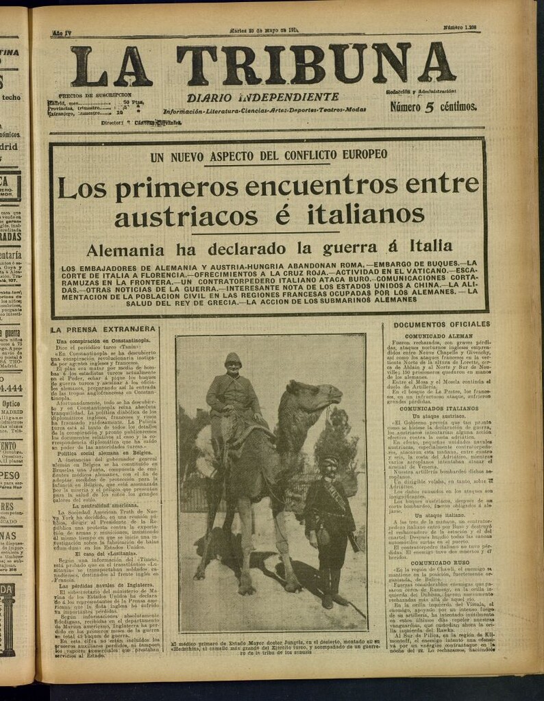 Miniatura de La Tribuna: diario independiente del 25 de mayo de 1915