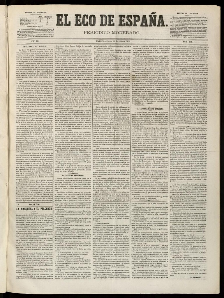 Miniatura de El Eco de España del 11 de julio de 1872