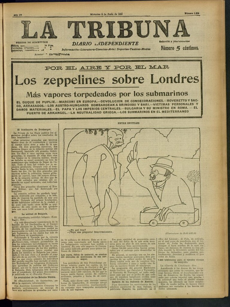 Miniatura de La Tribuna: diario independiente del 2 de junio de 1915