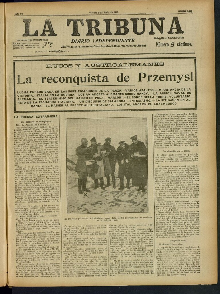 Miniatura de La Tribuna: diario independiente del 4 de junio de 1915