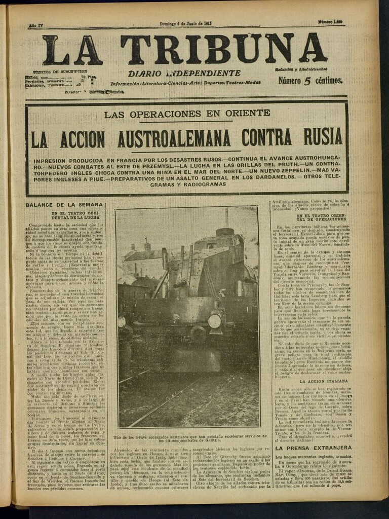 Miniatura de La Tribuna: diario independiente del 6 de junio de 1915