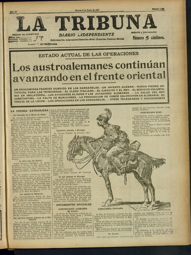 Miniatura de La Tribuna: diario independiente del 8 de junio de 1915