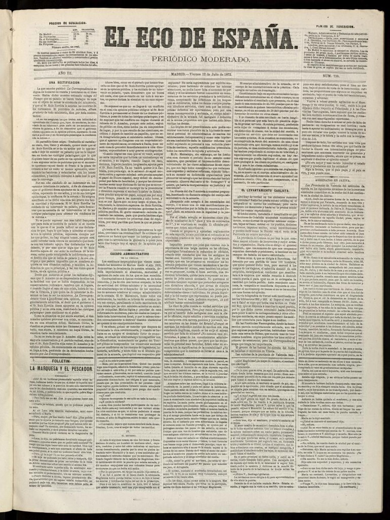 Miniatura de El Eco de España del 12 de julio de 1872