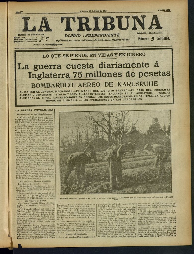 Miniatura de La Tribuna: diario independiente del 16 de junio de 1915