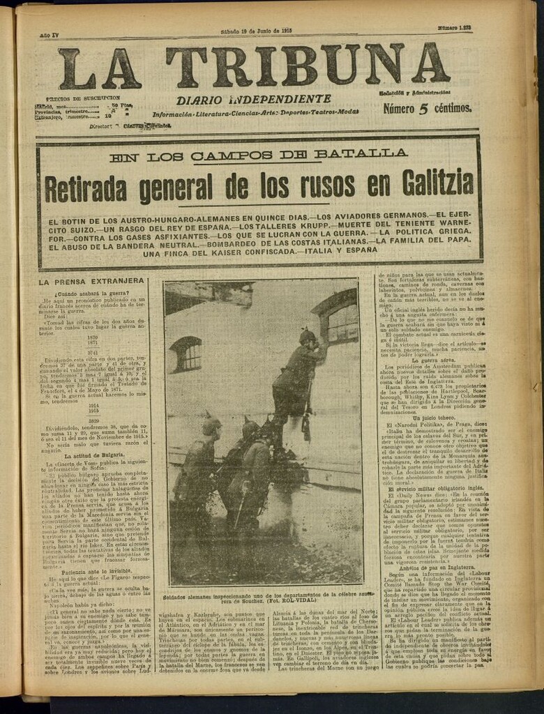 Miniatura de La Tribuna: diario independiente del 19 de junio de 1915