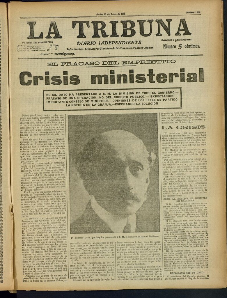 Miniatura de La Tribuna: diario independiente del 22 de junio de 1915