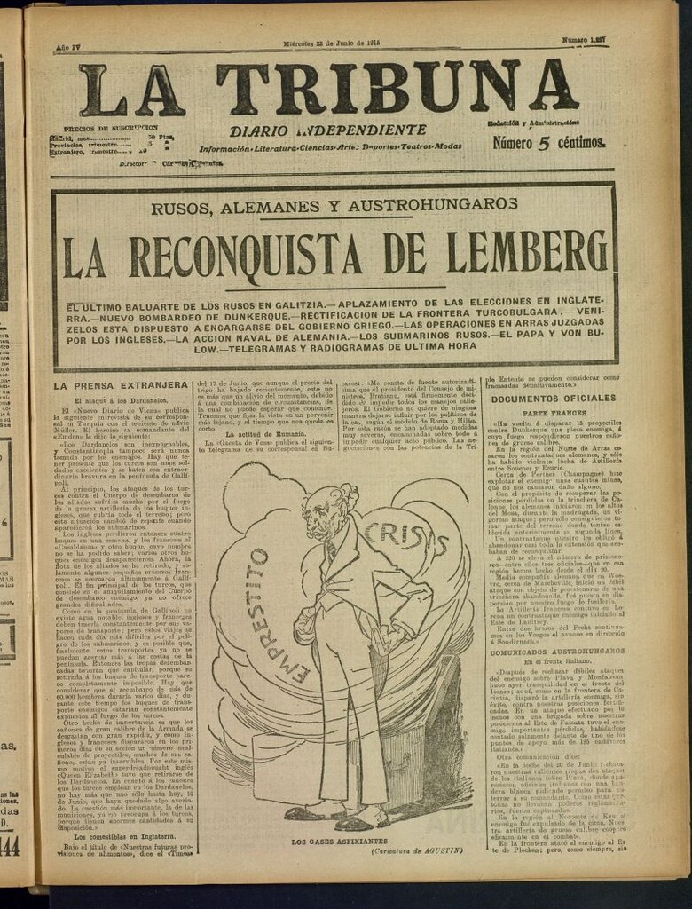 Miniatura de La Tribuna: diario independiente del 23 de junio de 1915