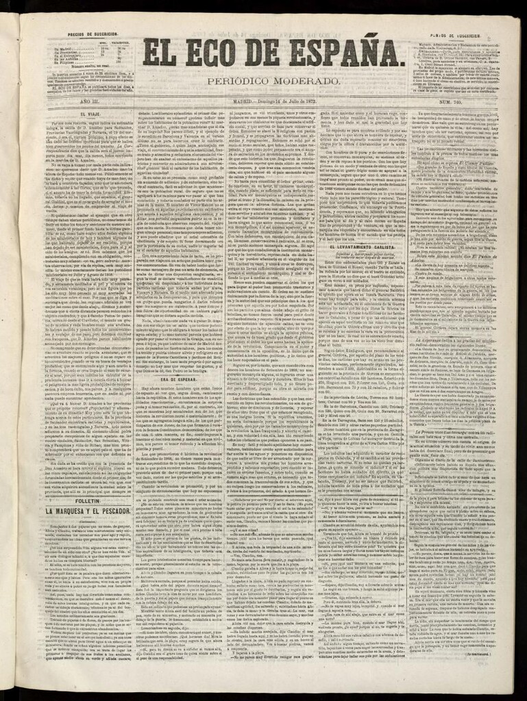 Miniatura de El Eco de España del 14 de julio de 1872