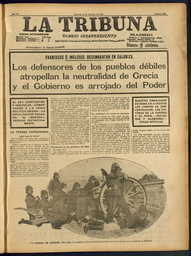 Miniatura de La Tribuna: diario independiente del 6 de octubre de 1915