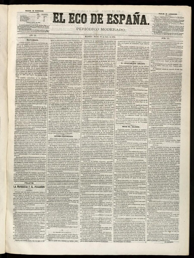Miniatura de El Eco de España del 16 de julio de 1872