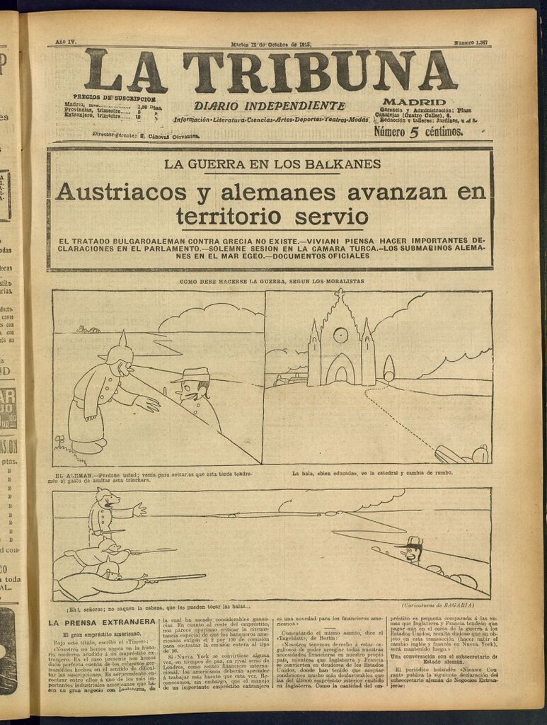 Miniatura de La Tribuna: diario independiente del 12 de octubre de 1915