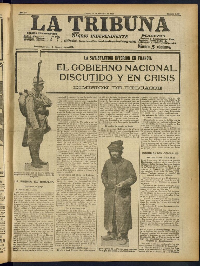 Miniatura de La Tribuna: diario independiente del 14 de octubre de 1915
