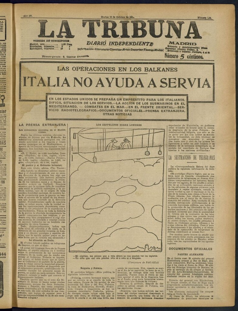 Miniatura de La Tribuna: diario independiente del 19 de octubre de 1915