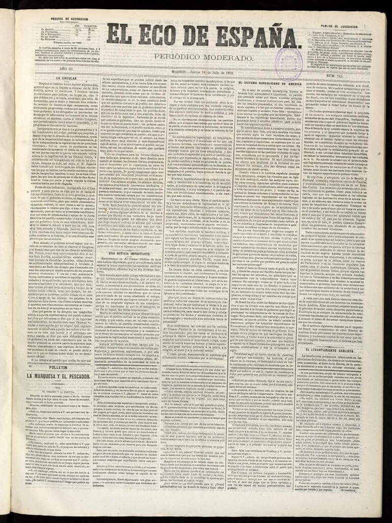 Miniatura de El Eco de España del 18 de julio de 1872