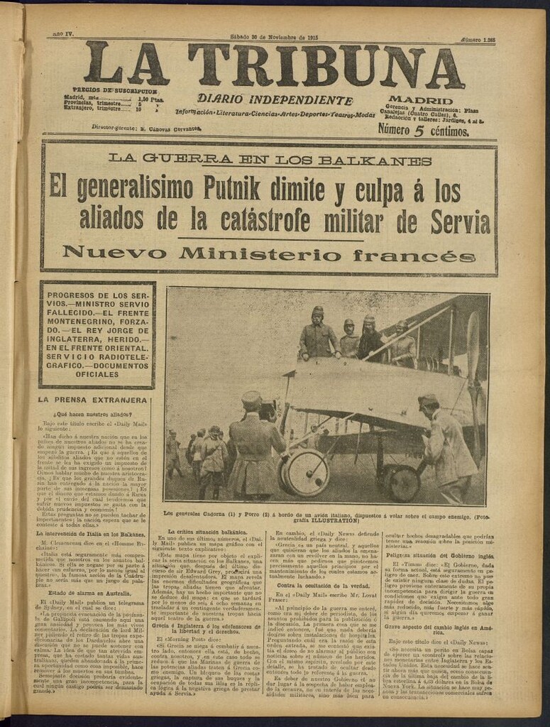 Miniatura de La Tribuna: diario independiente del 30 de octubre de 1915