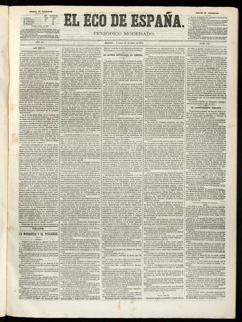 Miniatura de El Eco de España del 19 de julio de 1872