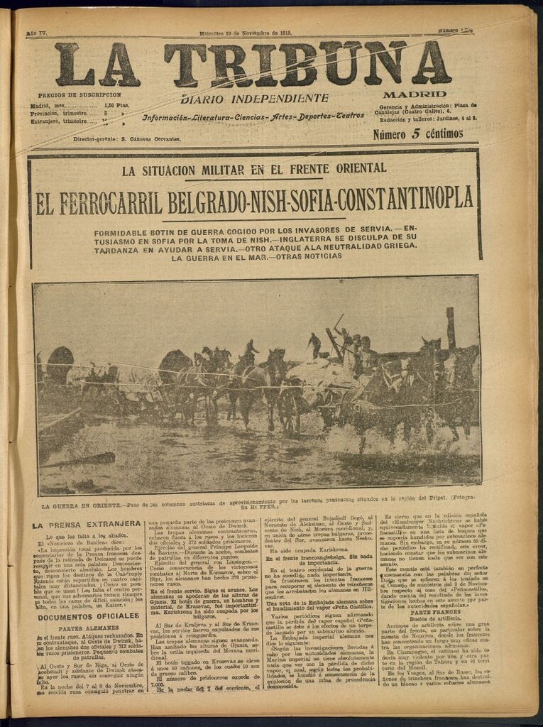 Miniatura de La Tribuna: diario independiente del 10 de noviembre de 1915