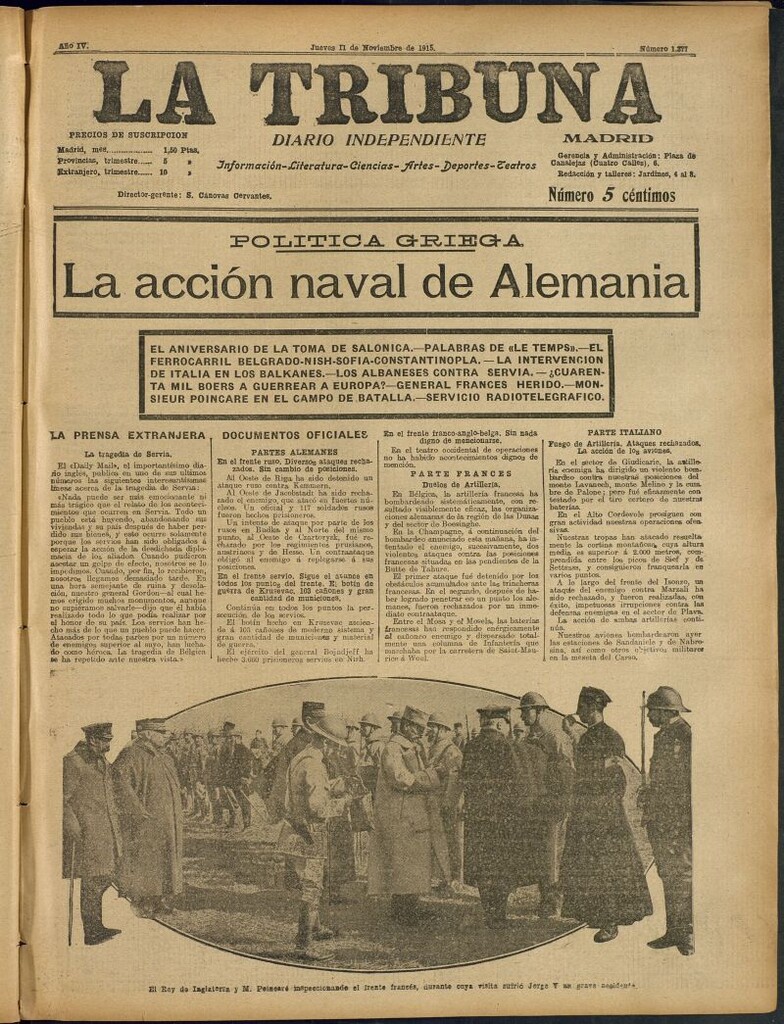 Miniatura de La Tribuna: diario independiente del 11 de noviembre de 1915