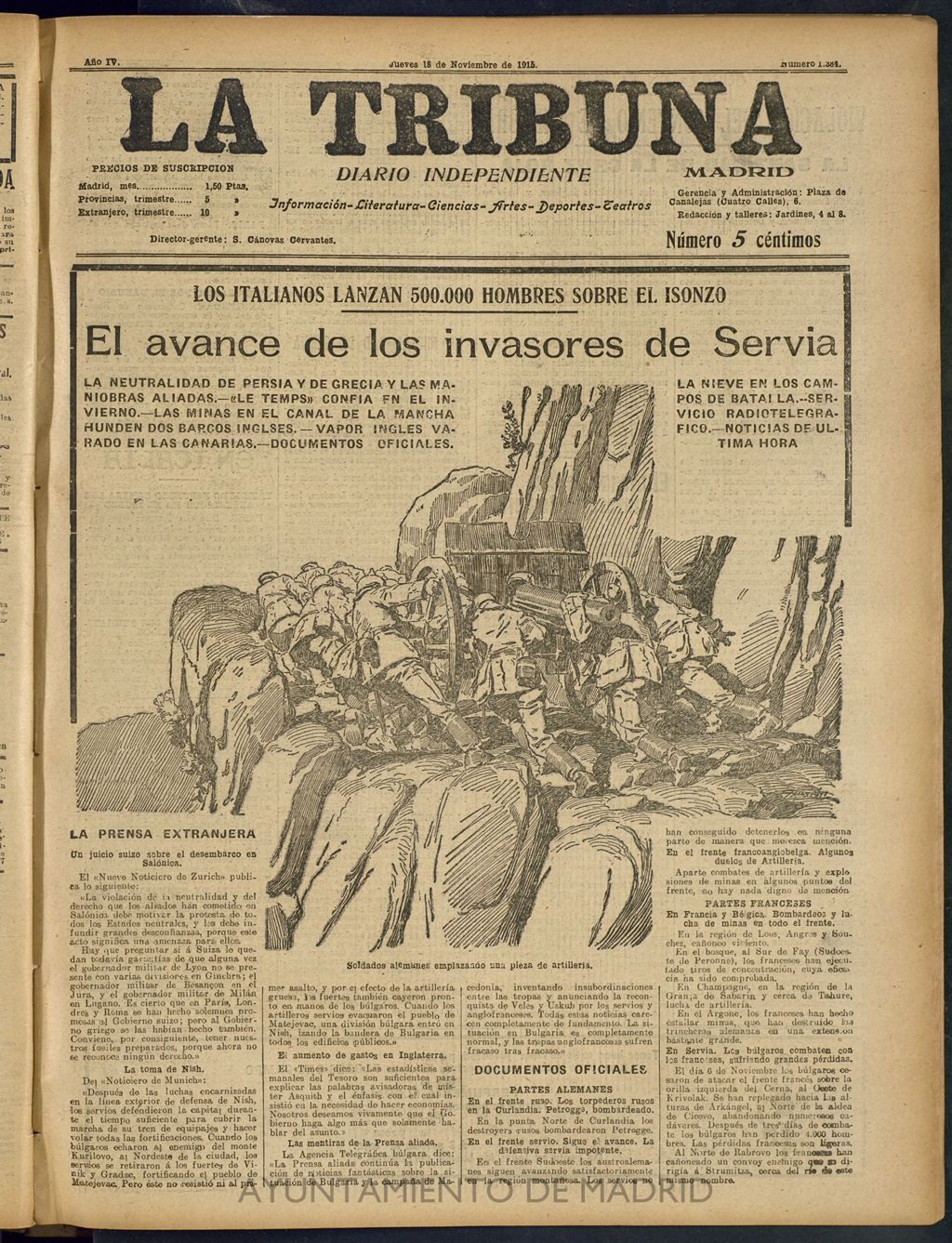 Miniatura de La Tribuna: diario independiente del 18 de noviembre de 1915