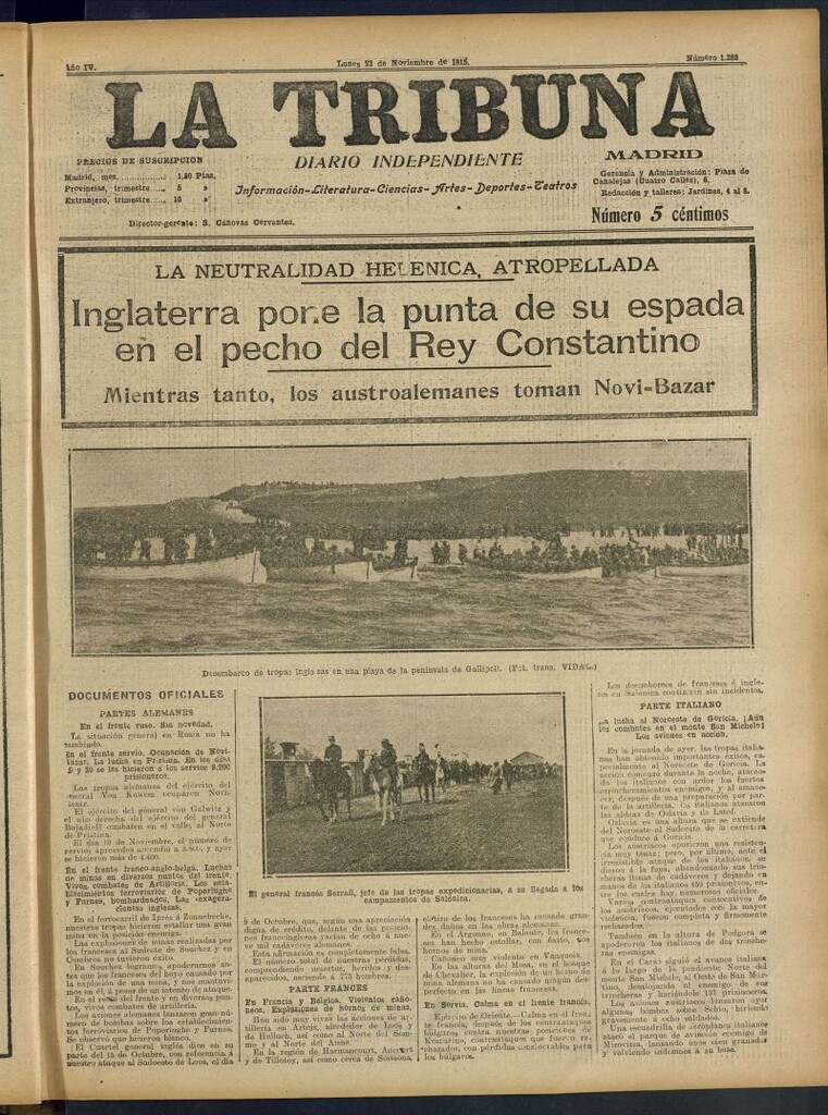 Miniatura de La Tribuna: diario independiente del 23 de noviembre de 1915
