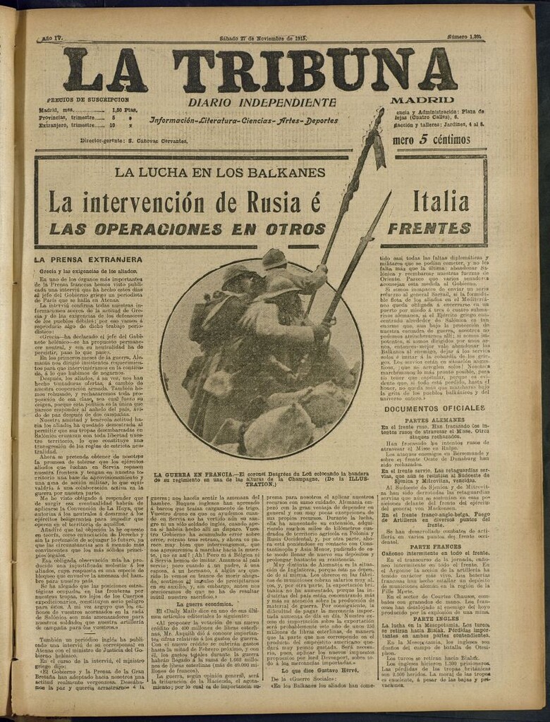 Miniatura de La Tribuna: diario independiente del 27 de noviembre de 1915