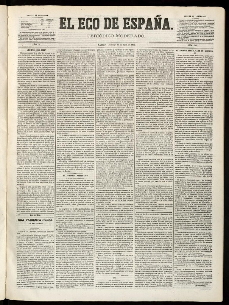 Miniatura de El Eco de España del 21 de julio de 1872