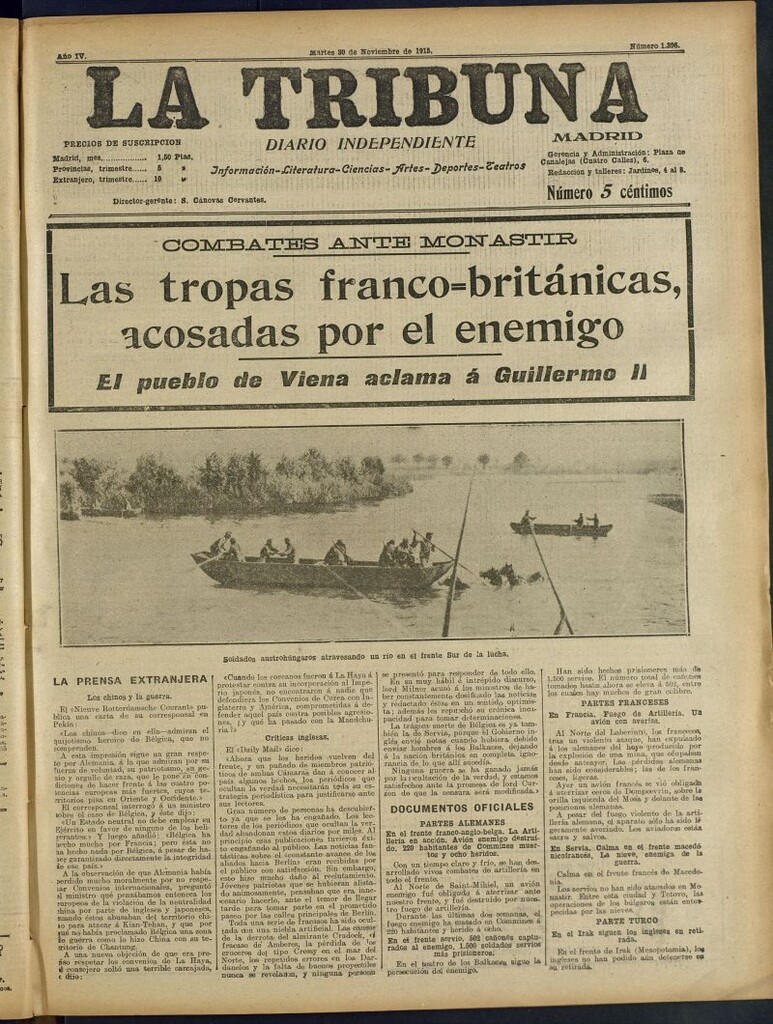 Miniatura de La Tribuna: diario independiente del 30 de noviembre de 1915