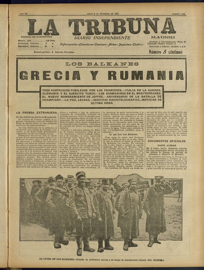 Miniatura de La Tribuna: diario independiente del 6 de diciembre de 1915