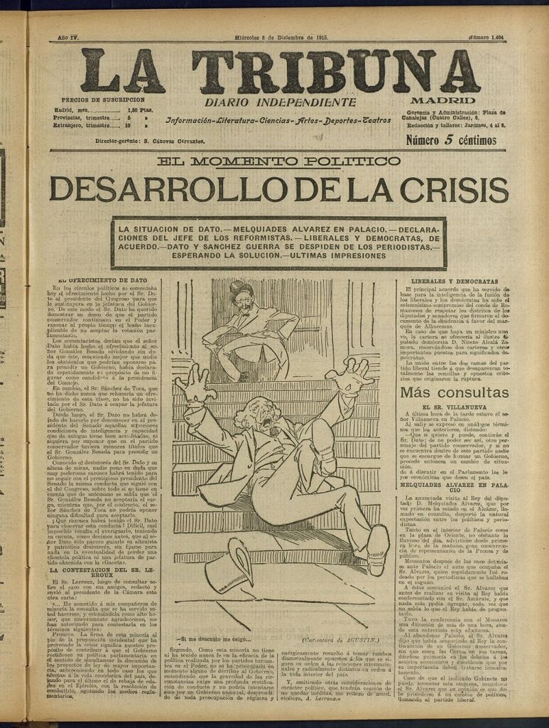Miniatura de La Tribuna: diario independiente del 8 de diciembre de 1915