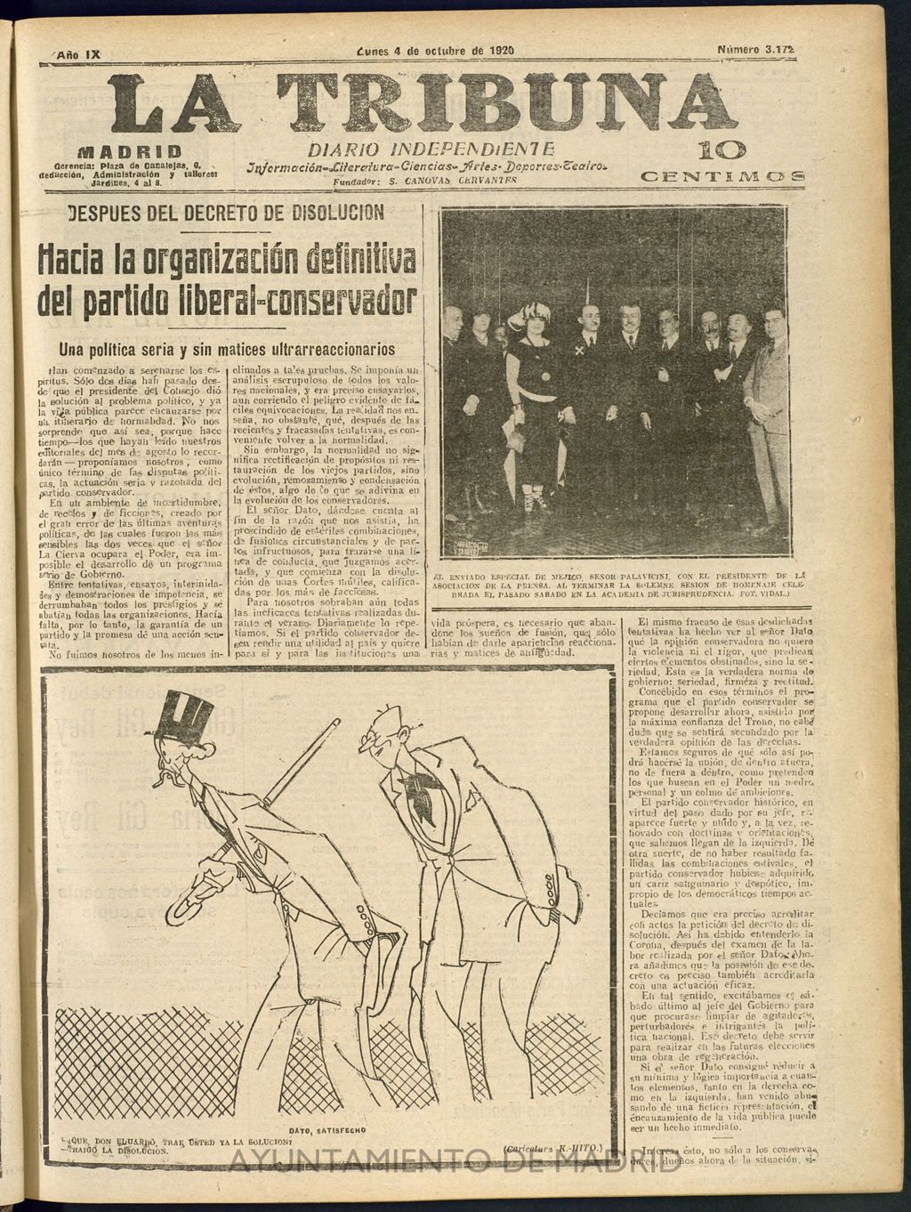 Miniatura de La Tribuna: diario independiente del 4 de octubre de 1920