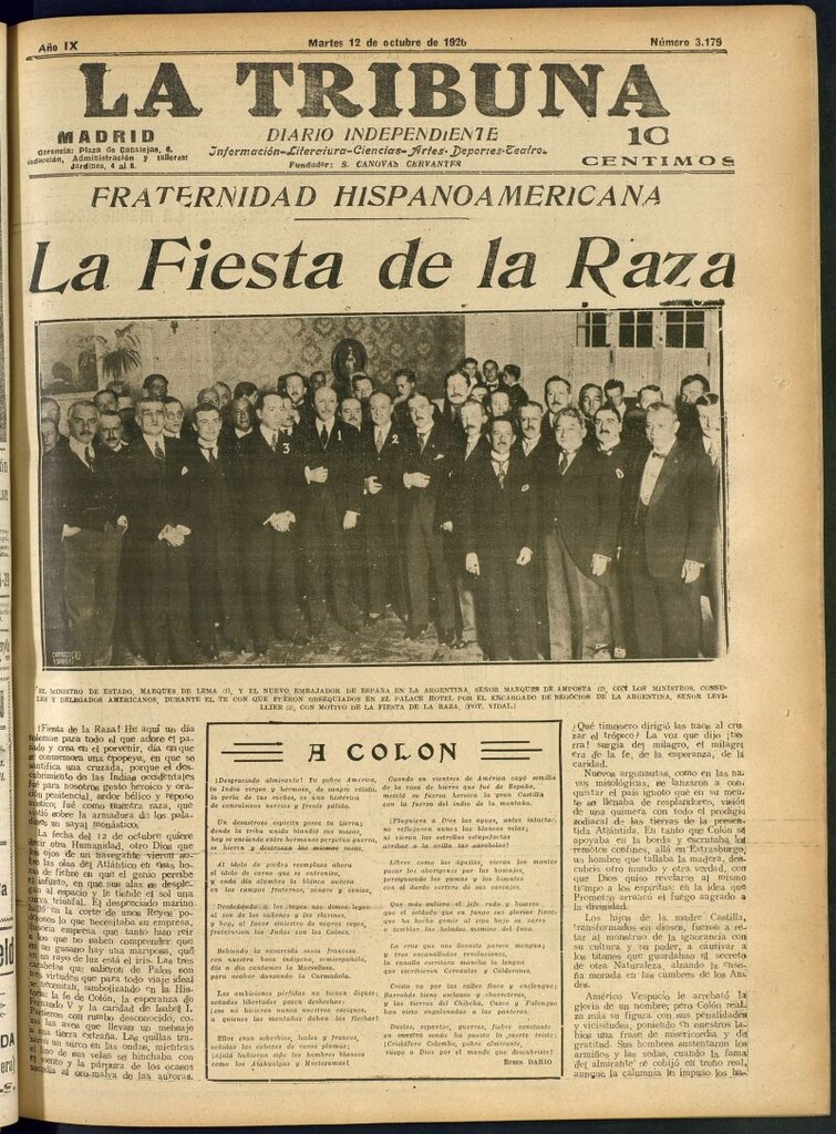 Miniatura de La Tribuna: diario independiente del 12 de octubre de 1920