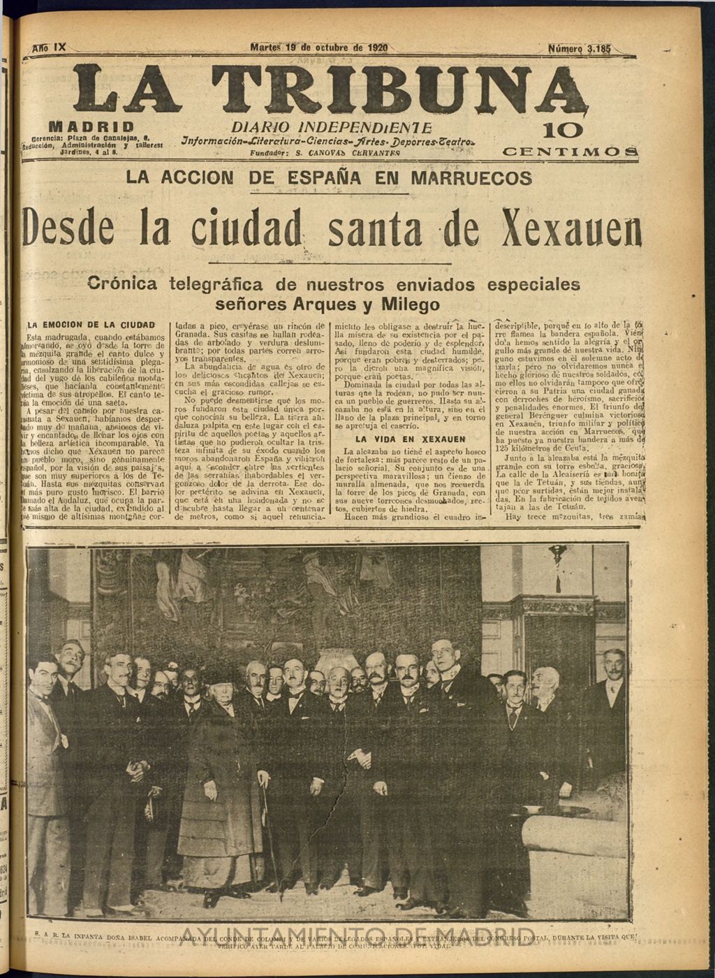 Miniatura de La Tribuna: diario independiente del 19 de octubre de 1920