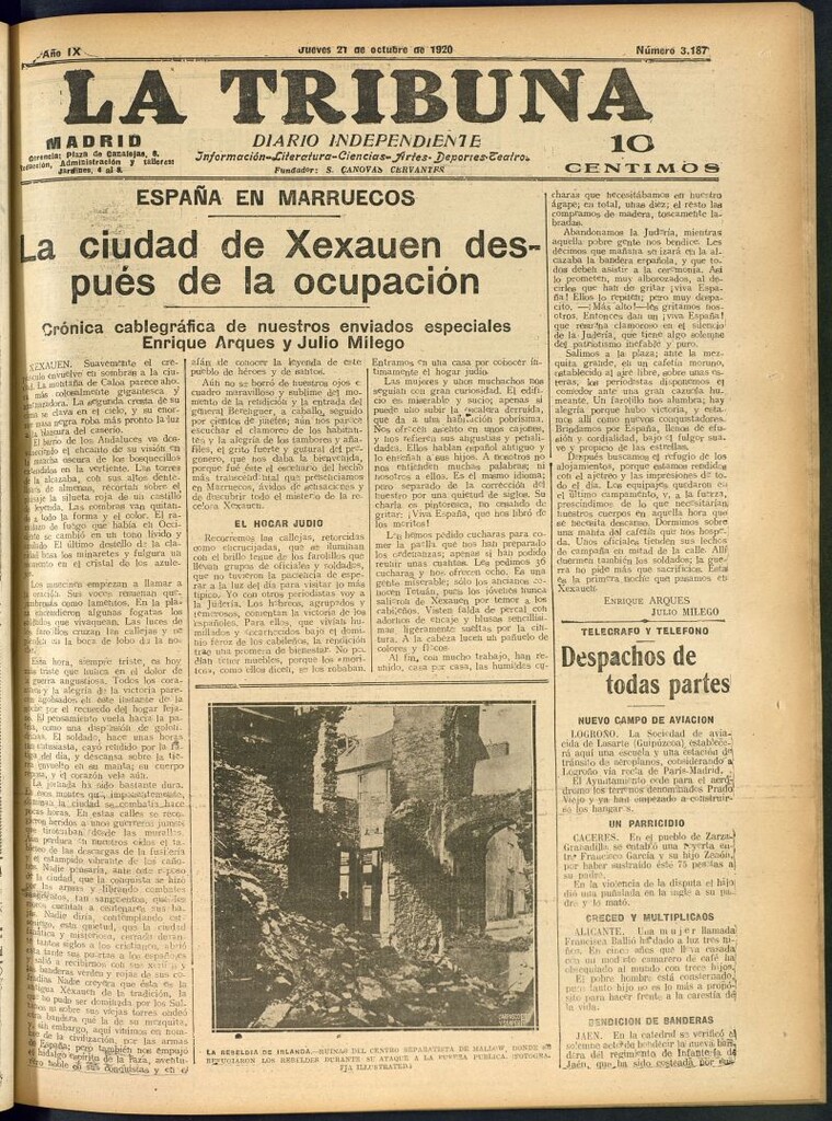Miniatura de La Tribuna: diario independiente del 21 de octubre de 1920